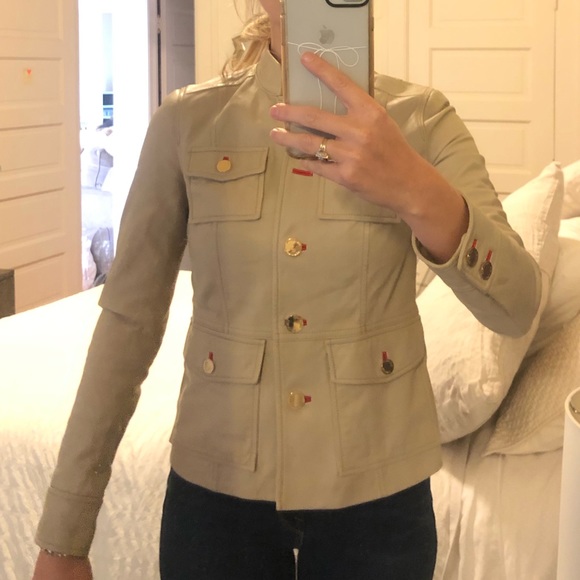 Tory Burch Tan/Beige Genuine Leather Jacket - Sz 0 - Picture 1 of 6